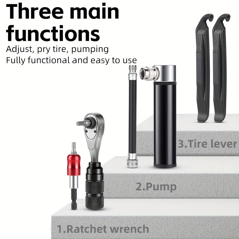 Bike Repair Tool Kit with Pump and Bag-2