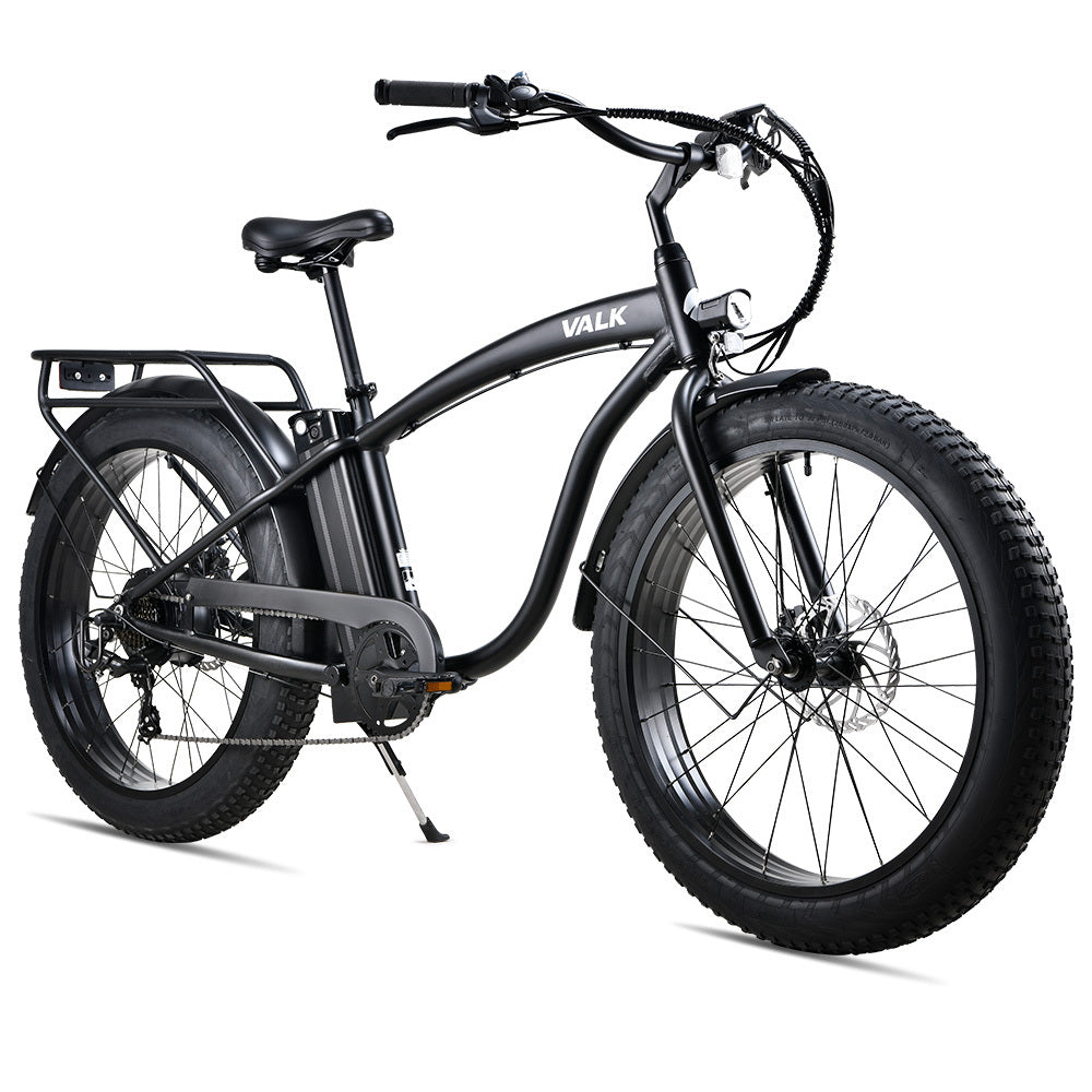 NNEMB Electric Fat Tyre Cruiser Bike, eBike with Throttle, Matte Black-0