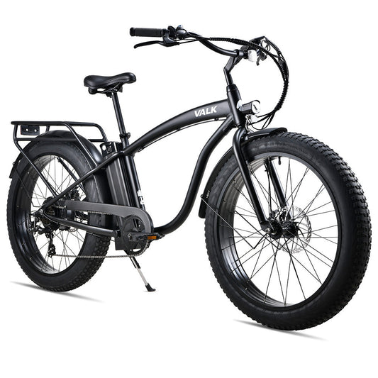 NNEMB Electric Fat Tyre Cruiser Bike, eBike with Throttle, Matte Black-0