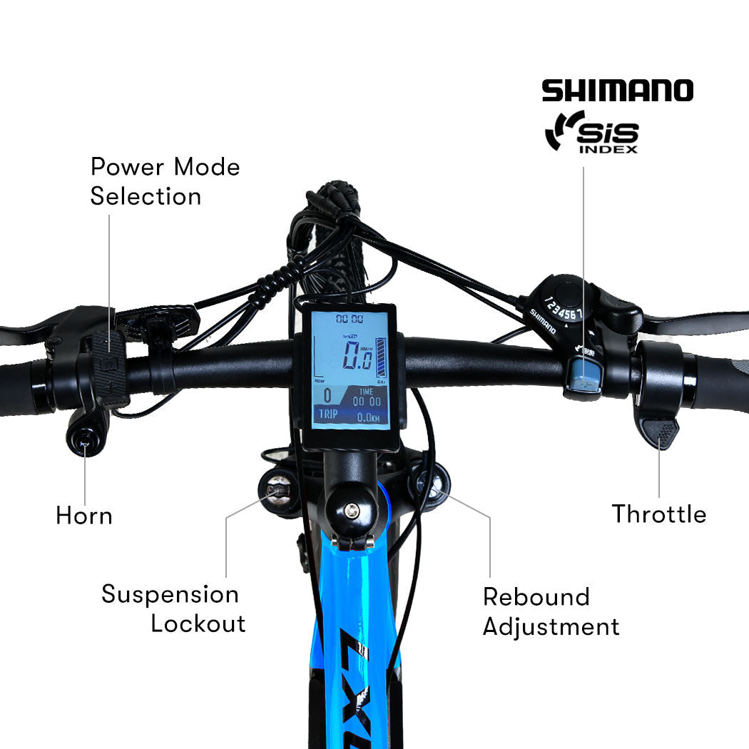 NNEMB 2023 MX7 Electric Bike Medium frame Mountain ebike-Black and Blue-1