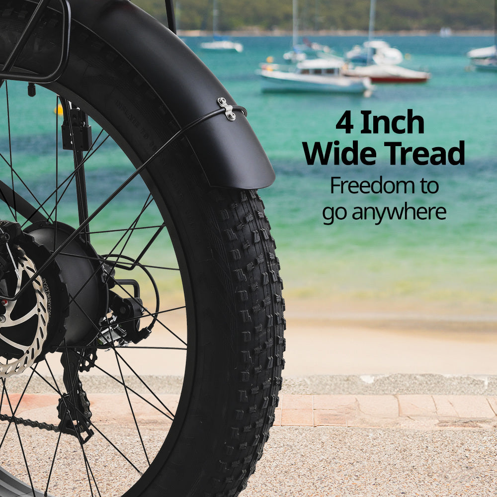 NNEMB Electric Fat Tyre Cruiser Bike, with Throttle, Step-Through eBike, Matte Black-3