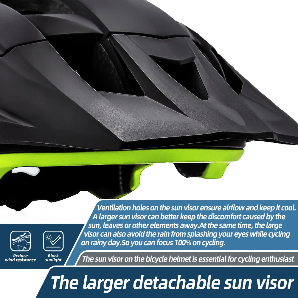 LED Bike Helmet Magnetic Goggles Sun Visor Green-4