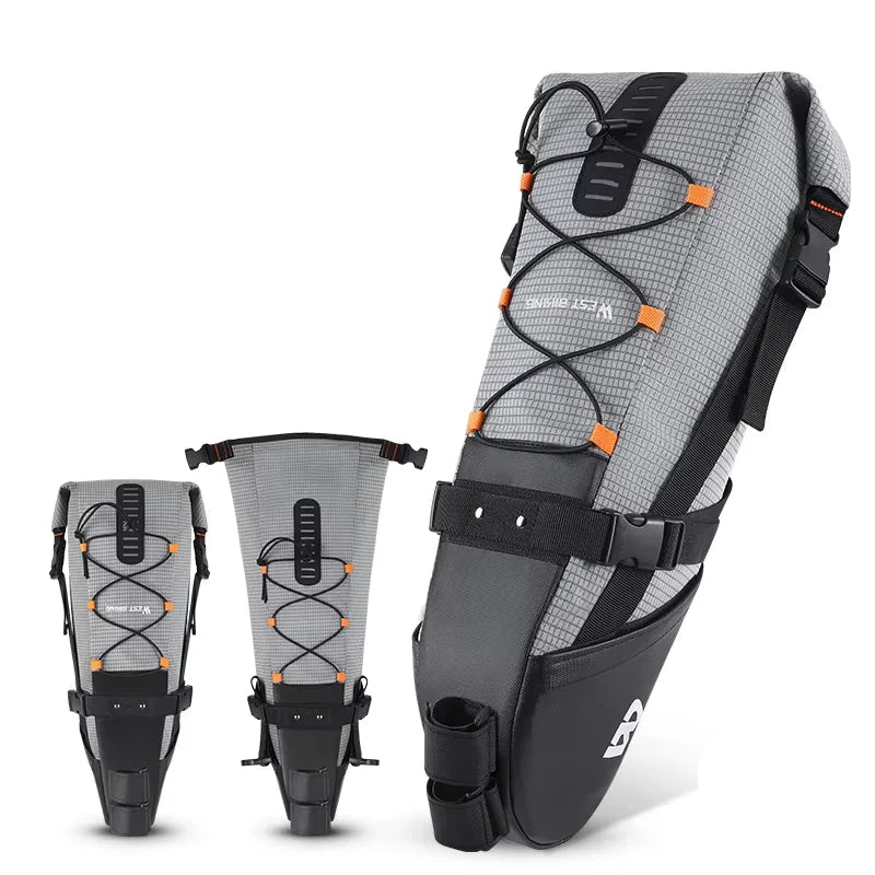 Waterproof 10L Reflective Bike Saddle Bag Gray-0