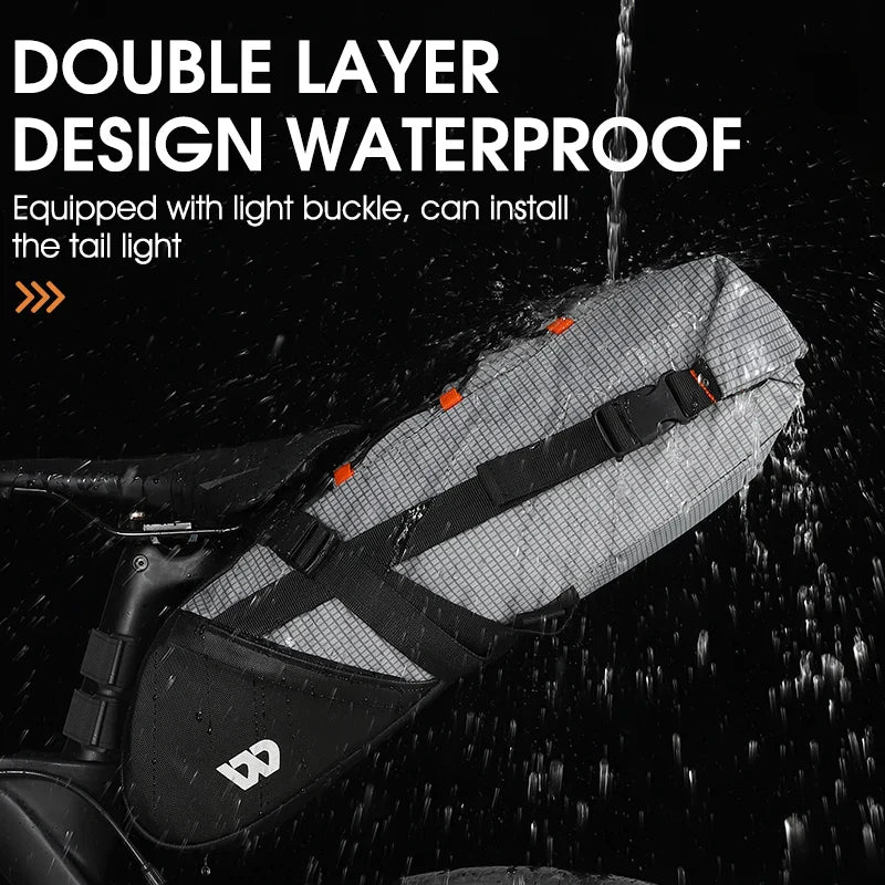 Waterproof 10L Reflective Bike Saddle Bag Gray-1