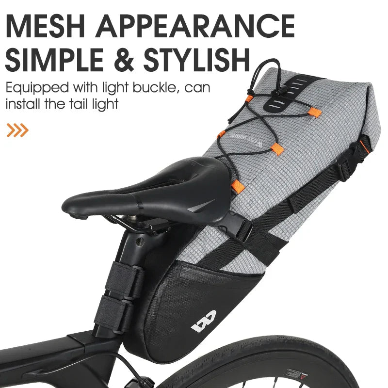 Waterproof 10L Reflective Bike Saddle Bag Gray-2