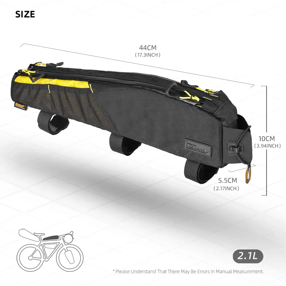 Waterproof 2.1L Top Tube Bike Bag Yellow-3