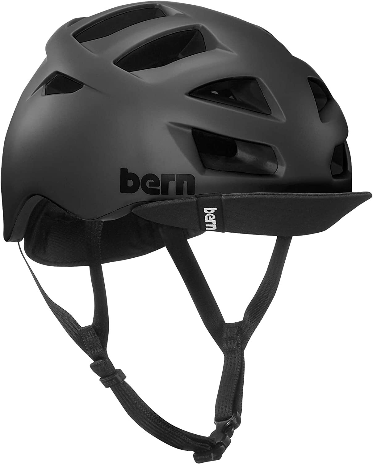 Bern Mens Allston Cycling Bike Helmet w/ Flip Visor - Matte Black-1