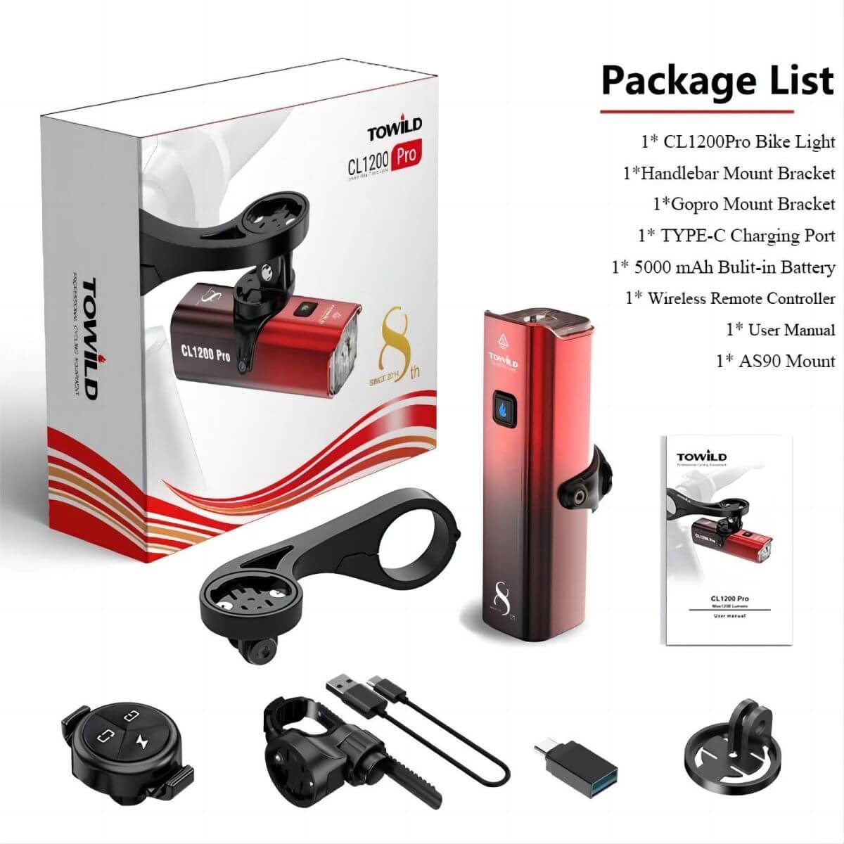 Towild CL 1200Pro Rechargeable Bike Light-5